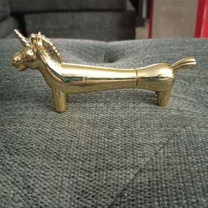 Unicorn Gold Toned Ball Point Ink Pen - Tested And Working